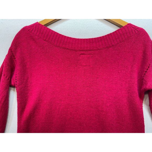 American Eagle Outfitters Womens Knitted Pullover Sweater Size M Red Long Sleeve - Picture 9 of 12